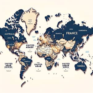 Global Offices World Map with Arrow Marked Locations