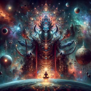 Cosmic Entity with Demonic Characteristics | Symmetrical and Grand Scene
