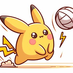 Adorable Pikachu Playing Volleyball | Fun Cartoon Scene