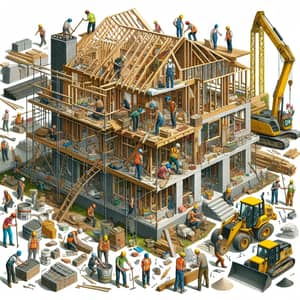 Diverse Construction Workers Building a House | Construction Site Progress