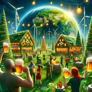 Sustainable Christmas Celebration on Eco-Friendly Green Planet