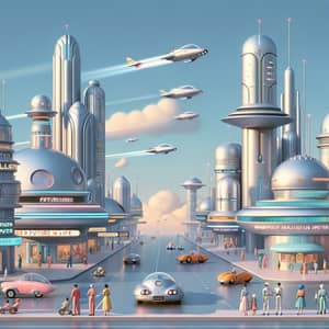 Retro-Futurism: 1950s Sci-Fi Inspired World with Futuristic Buildings