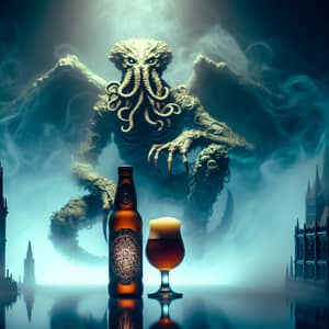 Ancient Colossal Creature and Crafted Beer - Lovecraftian Scene
