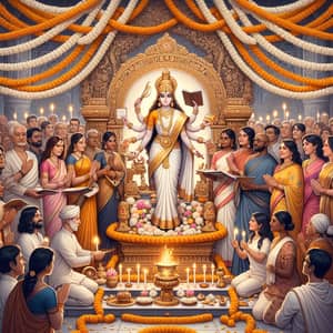 Saraswati Puja Celebration with Diverse Devotees