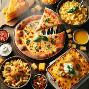 Delicious Cheesy Food: Pizza, Mac and Cheese, Lasagna, Nachos
