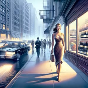 Bustling City Scene: Radiant Woman Captures Attention