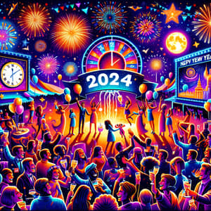 2024 New Year's Eve Celebration in a Vibrant Scene