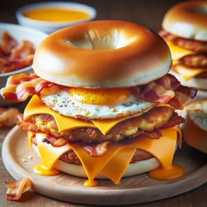 Delicious Breakfast Bagel with Egg, Bacon, and Cheddar Cheese