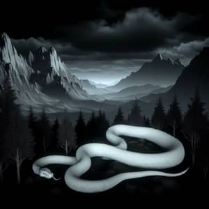 Horrifying Long White Snake in Mountain Forest