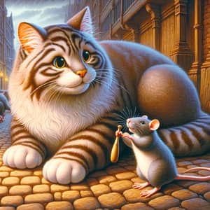 Engaging Scene of Cat and Rat in Playful Activity