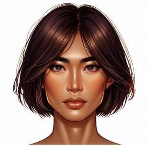 Asian Man with Bob Haircut - Charming Illustrated Portrait