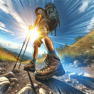 Solo Hiking Experience: Asian Male Trekking with Muddy Boots