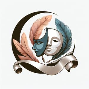 Positive Human Face and Mask Logo with Goose Feather in PNG Format