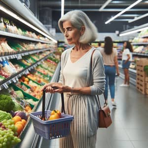 Elderly Hispanic Woman Shopping for Fresh Produce in Spain