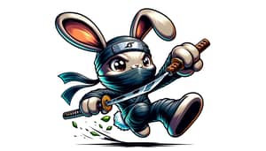 Playful Rabbit Ninja Wielding Kunai in Anime Style | Website Name