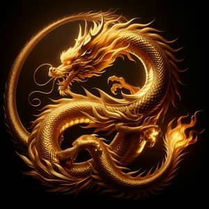 Golden Dragon Swirling Gracefully | Majestic Wings