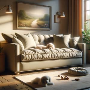 Tranquil Pet Sofa in Cozy Living Room | Comfort for Your Pet