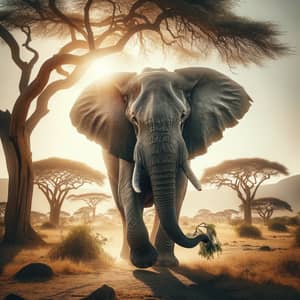Majestic African Elephant in Safari Scene