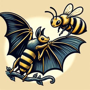 Bee and Bat Interaction: Harmonious Wildlife Encounter