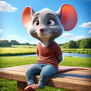Relaxed Anthropomorphic Mouse 3D Illustration in a Tranquil Park