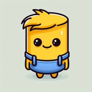 Yellow Cylindrical Animated Character in Blue Overalls