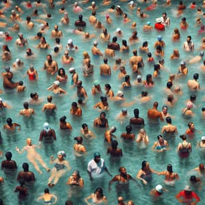 Diverse People Enjoy Swimming in Busy Pool | Heat Wave Relief