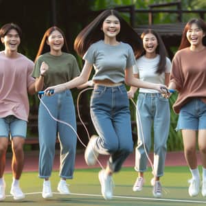 Trang Jumping Rope with Friends: Joyful Scene at Local Park