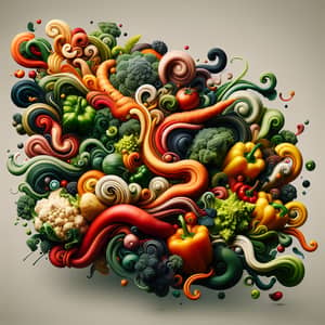 Abstract Vegetable Composition: Vibrant Colors & Distinct Shapes