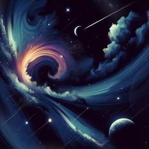 Galaxy-Themed Minimalist Artwork | Celestial Space Composition
