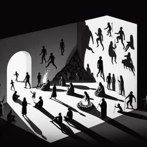 Plato's Allegory of the Cave: Minimalist Black & White Interpretation
