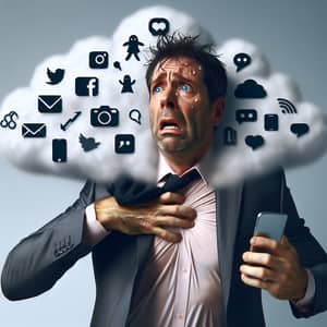 Escaping Social Media Effects: Distressed Man in Social Media Cloud