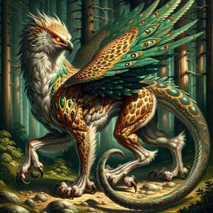 Mystical Creature of Ancient Folklore with Hawk Head, Leopard Body, and Serpent Tail
