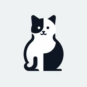 Minimalist Style Cat Image with Black Ears and Tail