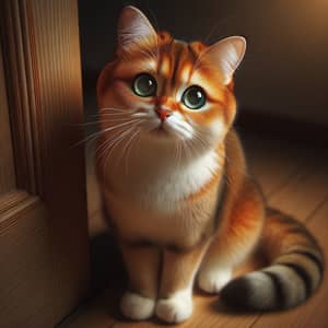 Adorable Domestic Shorthair Cat in a Curious Room