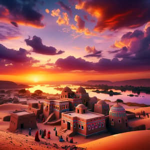 Nubian Architecture in Sunset - Enchanting Village by Nile