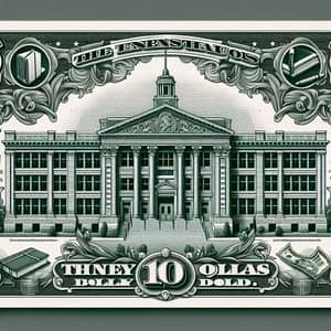 10 Dollor Bill School | Elegant Stylized Currency Inspired Building
