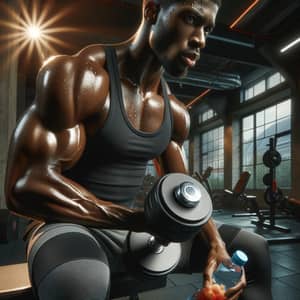 Determined Athletic African American Man | Gym Workout