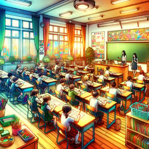 Vibrant Classroom Scene: Children Learning Together