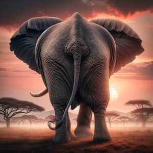 Majestic Big Booty Elephant | African Savannah Sunset View