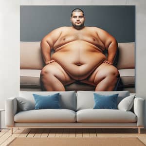Comfortable Overweight Man Sit Couch | Body Diversity Photo