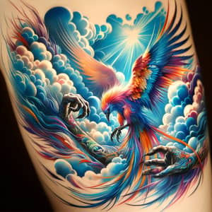 Vibrant Bird Tattoo Design | Fantasy Watercolor Art