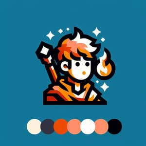 Young Fire Wizard Icon for Fantasy Enthusiasts