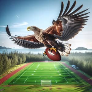 Magnificent Sea Eagle Soaring with Eel and Football