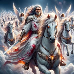 Apocalyptic Rider on White Horse | Divine Figure in Sky