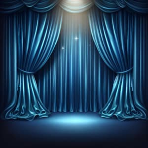Luxurious Blue Stage Curtain Illustration