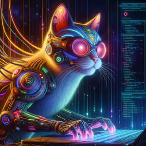 Alien Hacker Cat - Digital Art