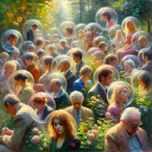 Impressionistic Oil Painting of Unspoken Thoughts in a Garden