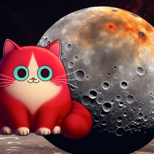 Whimsical Cartoon Cat on Barren Mercury Surface