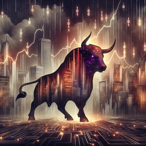 Futuristic Data Center Bull - IT Market Strength Visualized