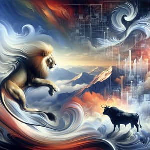Dynamic Lion Painting for Tech Workspace | IT Entrepreneur Art